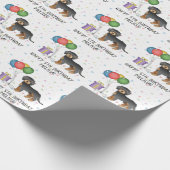 Papier Cadeau Mini Goldendoodle noir et fauve Joyeux Anniversair (Coin)