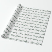 Papier Cadeau Mini minimaliste Vert Cursive Script Noël (Déroulé)