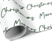 Papier Cadeau Mini minimaliste Vert Cursive Script Noël (Coin rond)