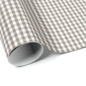 Papier Cadeau Mini Mulch Brown Gingham Check Pattern on White (Coin rond)