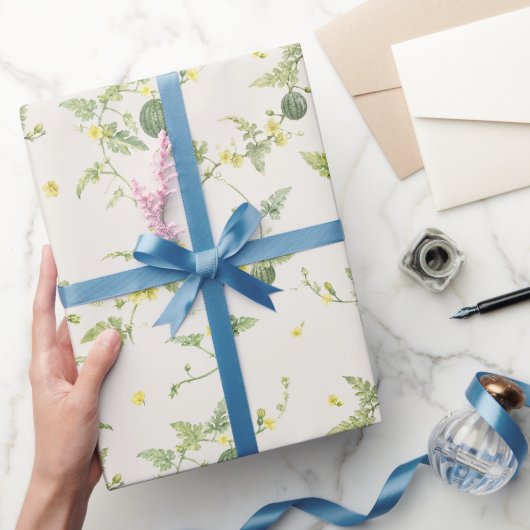 Papier Cadeau Mini Pastèque Aquarelle Botanique Ivoire Douce (Cadeaux)