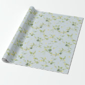Papier Cadeau Mini pastèque botanique gris bleu doux (Déroulé)