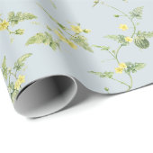 Papier Cadeau Mini pastèque botanique gris bleu doux (Coin rond)