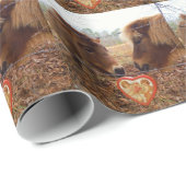 Papier Cadeau Miniature Donkey & Horse Valentine Heart (Coin rond)