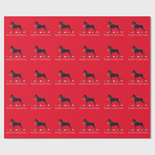 Papier Cadeau Miniature Pinscher Joyeux Noël Design (Plat)