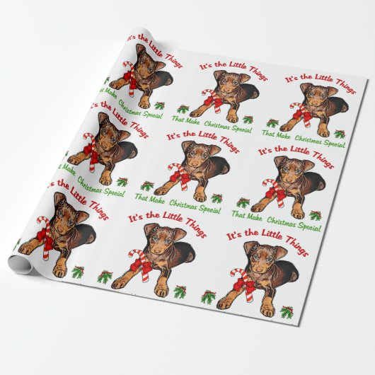 Papier Cadeau Miniature Pinscher Noël (Déroulé)