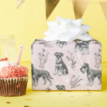 Miniature Schnauzer Toile de Jouy Rose Vintage