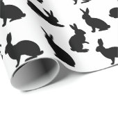 Papier Cadeau Minimal Black And White Easter Bunny Pattern (Coin rond)