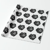 Papier Cadeau Minimal Black and White Rose Pattern (Déroulé)