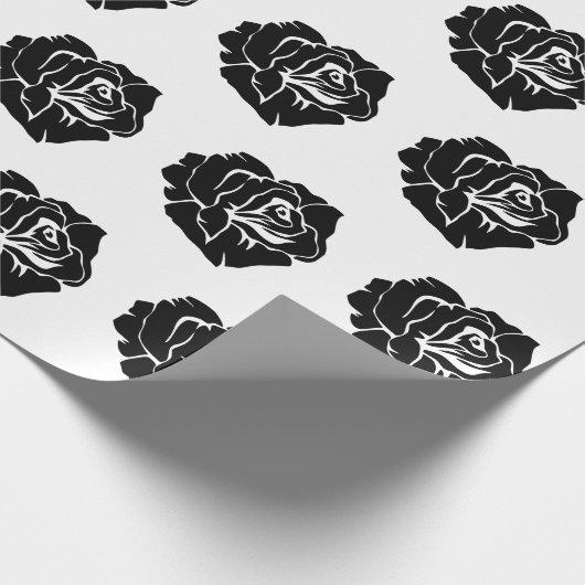 Papier Cadeau Minimal Black and White Rose Pattern (Coin)