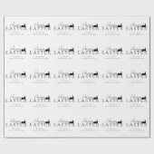 Papier Cadeau Minimal Black Typography With Bunny Happy Easter (Plat)