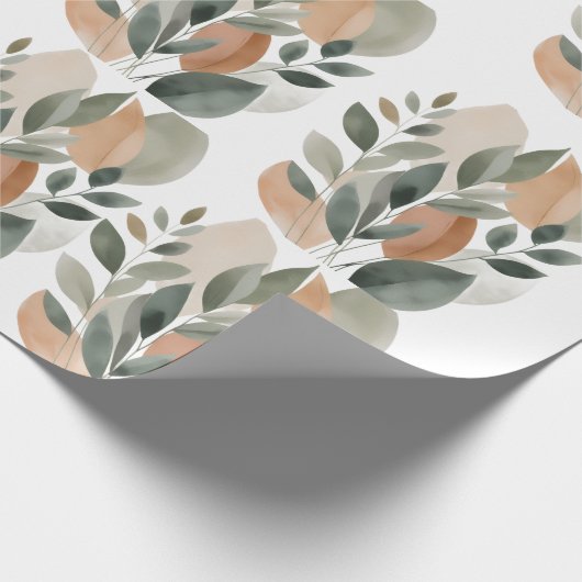 Papier Cadeau Minimal Botanical Leaf Pattern (Coin)