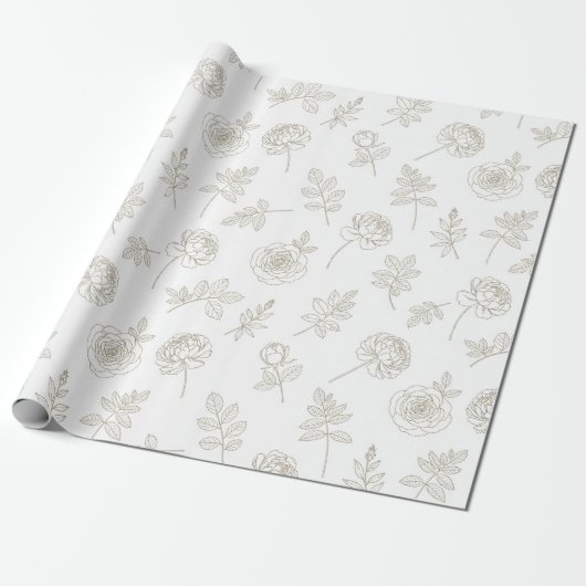 Papier Cadeau Minimal Botanical Line Art Pattern (8) (Déroulé)