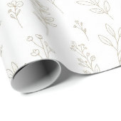 Papier Cadeau Minimal Botanical Line Art Pattern (9) (Coin rond)