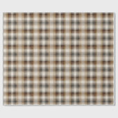 Papier Cadeau Minimal Brun Plaid Fêtes (Plat)