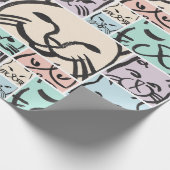 Papier Cadeau Minimal Cats Line Art Collage  (Coin)