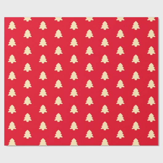 Papier Cadeau Minimal Christmas Tree Red & Light Yellow Pattern (Plat)