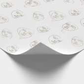 Papier Cadeau Minimal Female Face Line Pattern (1) (Coin)