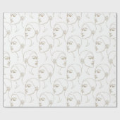 Papier Cadeau Minimal Female Face Line Pattern (2) (Plat)