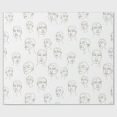 Papier Cadeau Minimal Female Face Line Pattern (3) (Plat)