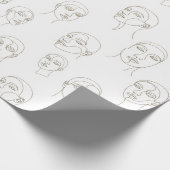 Papier Cadeau Minimal Female Face Line Pattern (3) (Coin)