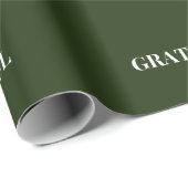 Papier Cadeau Minimal GRATEFUL | Vert forêt de vacances (Coin rond)