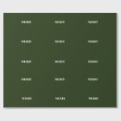 Papier Cadeau Minimal MERRY | Vert forêt de vacances (Plat)