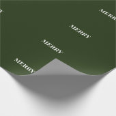 Papier Cadeau Minimal MERRY | Vert forêt de vacances (Coin)