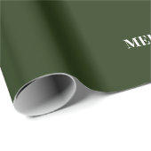 Papier Cadeau Minimal MERRY | Vert forêt de vacances (Coin rond)