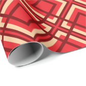 Papier Cadeau Minimal Red Brown Checkered Wrapping Paper (Coin rond)