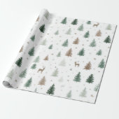 Papier Cadeau Minimal Woodland Christmas  (Déroulé)