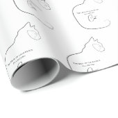 Papier Cadeau Minimalisme assis chat noir et blanc cadeau (Coin rond)