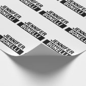 Papier Cadeau Minimalist Black & White Plain Elegant Modern Name (Coin)