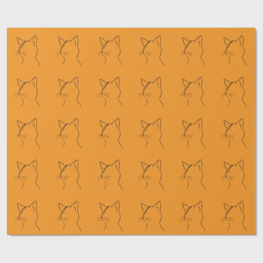 Papier Cadeau Minimalist Cat Lightning Bolt Line Art Modern Simp (Plat)