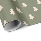 Papier Cadeau Minimalist Christmas Pine Tree Neutral Boho Winter (Coin rond)