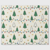 Papier Cadeau Minimalist Christmas Tree Lights Pattern Gift (Plat)