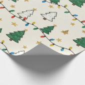Papier Cadeau Minimalist Christmas Tree Lights Pattern Gift (Coin)