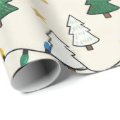 Papier Cadeau Minimalist Christmas Tree Lights Pattern Gift (Coin rond)
