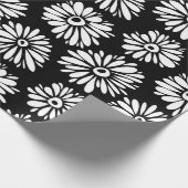 Papier Cadeau Minimalist Groovy Black and White Daisy Pattern (Coin)