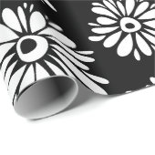 Papier Cadeau Minimalist Groovy Black and White Daisy Pattern (Coin rond)