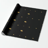 Papier Cadeau Minimalist Luxury Interlocking Gold Hearts on Blac (Déroulé)