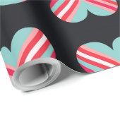 Papier Cadeau Minimalist Modern Elegant Hearts Romantic Stripes  (Coin rond)