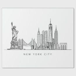 Papier Cadeau Minimalist New York City Skyline Line Art