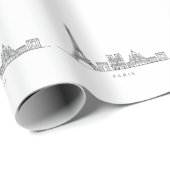 Papier Cadeau Minimalist Paris Skyline Line Art (Coin rond)