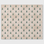 Papier Cadeau Minimalist Pine Tree Pattern Green Christmas (Plat)