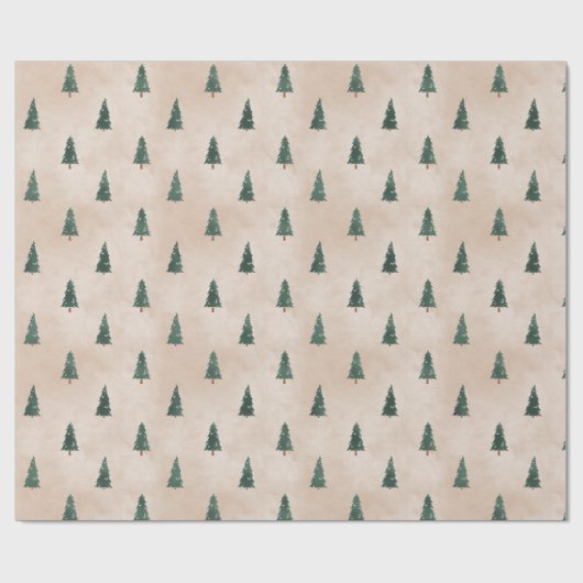 Papier Cadeau Minimalist Pine Tree Pattern Green Christmas (Plat)