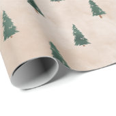 Papier Cadeau Minimalist Pine Tree Pattern Green Christmas (Coin rond)