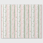 Papier Cadeau Minimalist Pink and Green Snowflakes Pattern  (Plat)