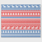 Papier Cadeau Minimalist Red & Blue Christmas - Unique Pattern (Plat)