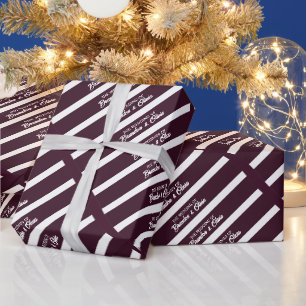 Papier Cadeau minimaliste Élégant prune violet et blanc rayures